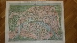 Plan PARIS si imprejurimile (harta dubla 3D turistica interbelica) Parisul RARA