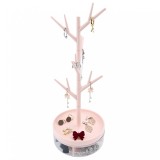 Cutie de bijuterii, flippy, rotativa, cu suport tip ramura, 36.5 x 14 cm, din abs+pp, roz