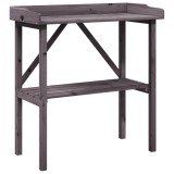 Cumpara ieftin Masa de plante cu raft, gri, 78x38x82,5 cm, lemn masiv de brad