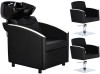 Set Scafă coafor profesională unitate de spălare model Cruz + 2 x scaune de coafură hidraulic pivotant pentru picioare și accesorii bol ceramic