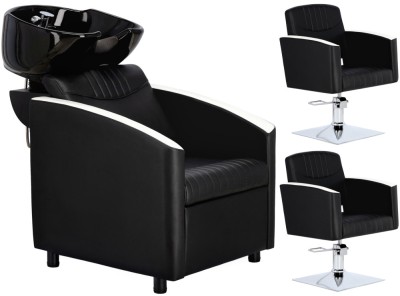 Set Scafă coafor profesională unitate de spălare model Cruz + 2 x scaune de coafură hidraulic pivotant pentru picioare și accesorii bol ceramic foto