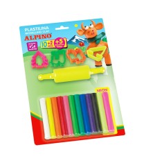Set 12 batoane plastilina cu matrite si rola pentru modelat, multicolor