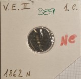 389 Italy, Italia, 1 Centesimo - Victor Emmanuel II, 1862, KM#1.2, buna