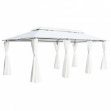 Pavilion cu perdele, alb, 600 x 298 x 270 cm, 180g/m&sup2; GartenMobel Dekor, vidaXL