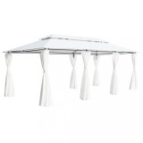 Pavilion cu perdele, alb, 600 x 298 x 270 cm, 180g/m&sup2; GartenMobel Dekor, vidaXL