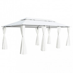 vidaXL Pavilion cu perdele, alb, 600 x 298 x 270 cm, 180g/m²