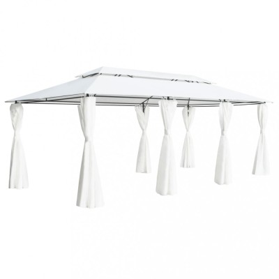 Gossi pavilion cu perdele, alb, 600 x 298 x 270 cm, 180g/m2 foto