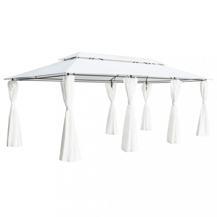 Gossi pavilion cu perdele, alb, 600 x 298 x 270 cm, 180g/m2