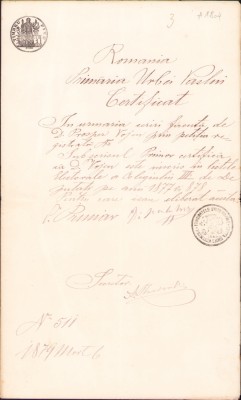 HST A2041 Certificat &amp;icirc;nscriere listă electorală Vaslui 1879 foto