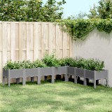 VidaXL Jardinieră de grădină cu picioare gri deschis 200x160x42 cm, PP