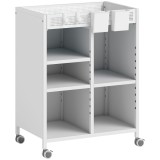 HOMCOM Raft pe roți, 4 niveluri, polițe reglabile &amp; coșuri suspendabile pentru birou de acasă și living, Alb | Aosom Romania