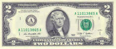 Bancnota Statele Unite ale Americii 2 Dolari 2009 (A = Boston) - P530 UNC foto