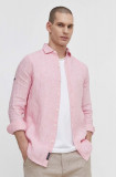 Cumpara ieftin Superdry camasa de in culoarea roz, cu guler clasic, regular