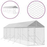 Cumpara ieftin Padoc exterior cu acoperis argintiu 2x10x2,5 m otel galvanizat