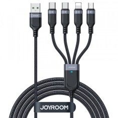 Cablu Incarcare USB-A - Lightning / microUSB / 2 x USB-C Joyroom S-1T4018A18 4in1, 20W, 1.2m, Negru