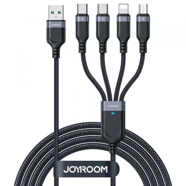 Cablu Incarcare USB-A - Lightning / microUSB / 2 x USB-C Joyroom S-1T4018A18 4in1, 20W, 1.2m, Negru