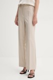 Bruuns Bazaar pantaloni femei, culoarea bej, lat, high waist, BBW4411