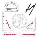 Set Geometrie, Little President, Rigle Transparente Model Roșu, 6 Piese