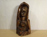 Sculptura in lemn &lsquo;Maica Domnului cu Pruncul&rsquo;|veche, UNICAT
