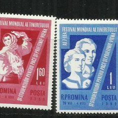 ROMANIA 1959 - AL VII-LEA FESTIVAL MONDIAL AL TINERETULUI-VIENA, MNH - LP 475