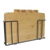 Set 4 tocatoare din bambus cu suport metalic negru, 30,4 x 21 x 5,5 cm, Kinghoff