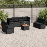 Gossi set mobilier de gradina cu perne, 9 piese, negru, poliratan