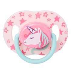 Suzetă Silicon Honey Baby, Unicorn, Roz, M&acirc;ner Verde, 18-36 Luni
