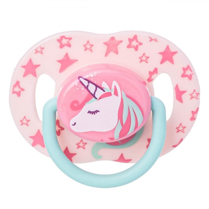 Suzetă Silicon Honey Baby, Unicorn, Roz, M&acirc;ner Verde, 18-36 Luni