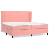Cumpara ieftin Pat box spring cu saltea, roz, 200x200 cm, catifea