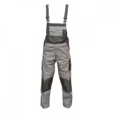 Pantaloni de lucru cu pieptar, salopeta din poliester cu bumbac, gri cu negru, L Breckner Germany