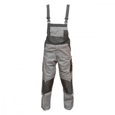 Pantaloni de lucru cu pieptar, salopeta din poliester cu bumbac, gri cu negru, L Breckner Germany
