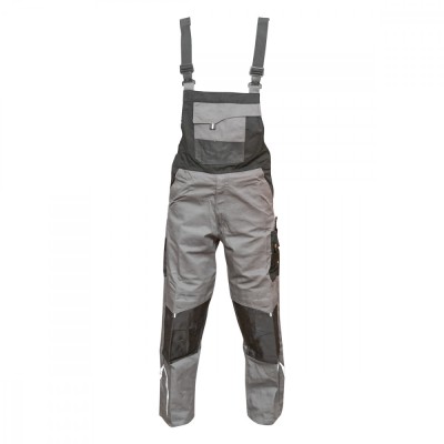 Pantaloni de lucru cu pieptar, salopeta din poliester cu bumbac, gri cu negru, M Breckner Germany foto