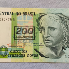 Brazilia - 200 Cruzeiros overprinted 200 Cruzados Novos ND (1990)