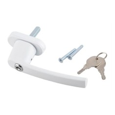 Maner universal pentru geam, cu incuietoare si 2 cheite, compatibil PVC, sistem de blocare sigur, aluminiu durabil, alb