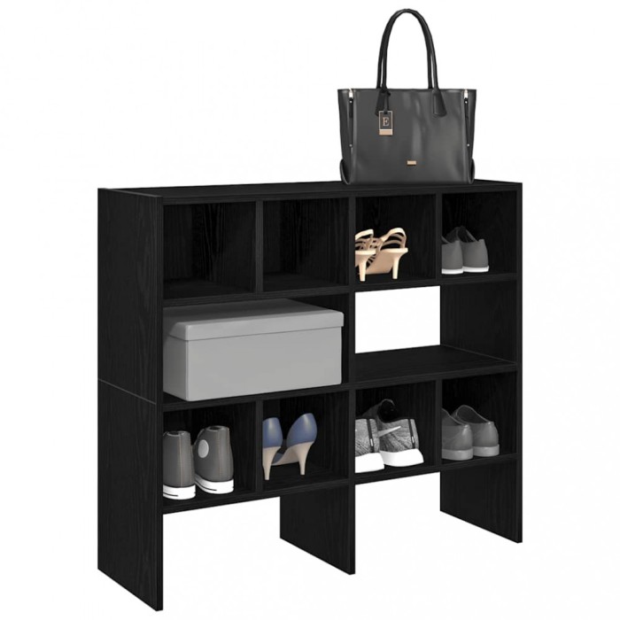 Rafturi pantofi 2 buc Stejar negru stivuibil 89,5x30x40 cm