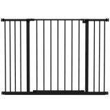 PawHut Poartă pentru C&acirc;ine Extensibilă cu Deschidere Amplă, Poartă de Siguranță din Oțel și Plastic, 76-107x76 cm, Negru | Aosom Romania