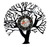 Ceas Perete Disc Vinil Copacul Vietii Skeleton Negru 30cm