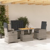 VidaXL Set mobilier de grădină cu perne, 4 piese, gri, poliratan