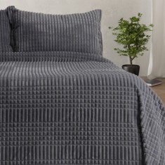 Cuvertură de Lux Merinos, 230&times;240 cm + 2 fețe de pernă 50&times;70 cm, Uni, Gri &icirc;nchis