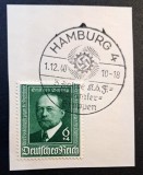 Germania (1940) - 6+4 Pfennig "Emil von Behring" pe Fragment cu Ștampilă Comemorativă "Hamburg 1.12.1940" (USED) CLK1