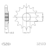 Pinion fata 13 dinti pas lant 520