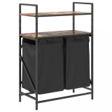 Cos de rufe 2 compartimente cu rafturi stejar fumuriu, DKD Home Decor