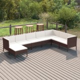 vidaXL Set mobilier de grădină cu perne, 8 piese, maro, poliratan 3094419