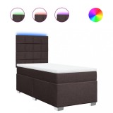 Cumpara ieftin Pat box spring cu saltea, maro inchis, 80x200 cm, textil