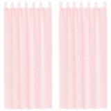 Cumpara ieftin Perdele voal cu bucle 2 buc Roz deschis 140x245 cm