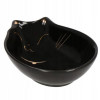 Castron, bol, pentru caine, pisica, ceramica, negru, model pisica, 15x11x5 cm, Springos