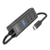 Hub USB 3.0 Type-C 4 in 1 Adaptor Convertor Hoco HB25 Easy Mix High Speed OTG 1Tb - Negru