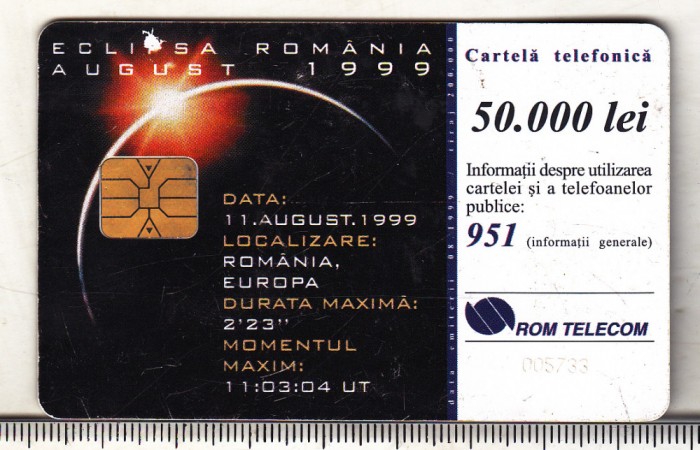 bnk card Cartela telefonica - P-18b 1999 50000 lei Eclipsa