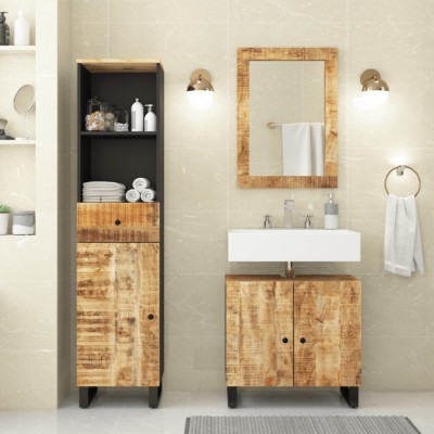 vidaXL Set mobilier de baie, 3 piese, lemn masiv de mango foto