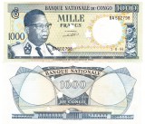 Congo 1 000 1000 Franci 1964 P-8c Anulata UNC